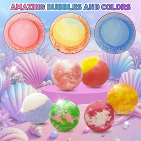 Santrela bath bomb held in hand to show scale, demonstrates child-friendly size and safety