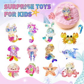 Santrela surprise toy reveal from inside a bath bomb with mermaid toy that encourages play