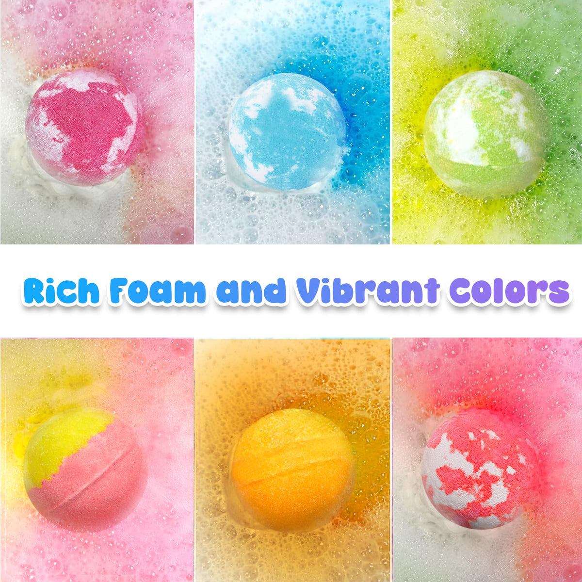 Santrela fizzing bath bomb creating colorful bubbles in tub, making bath time fun
