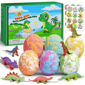 sanyi front packaging showing colorful dinosaur bath bombs and gift-ready appeal