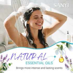 sanyi label detail close-up showing scent name and natural essential oils