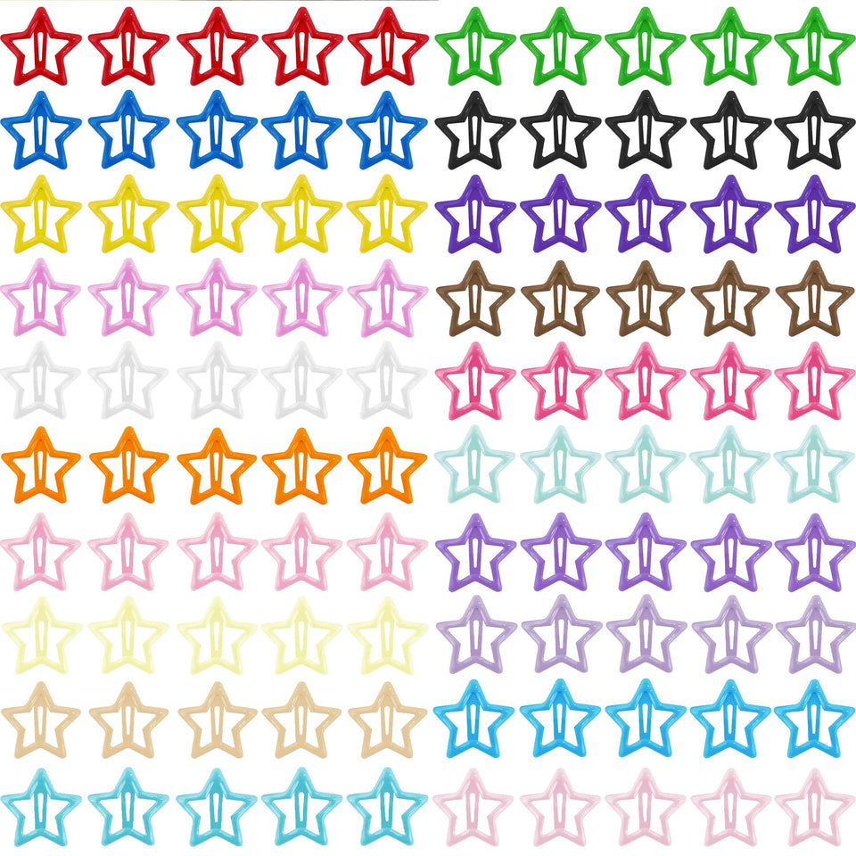 SAOROPEB front pack of 100 star clips showing colorful assortment and convenience