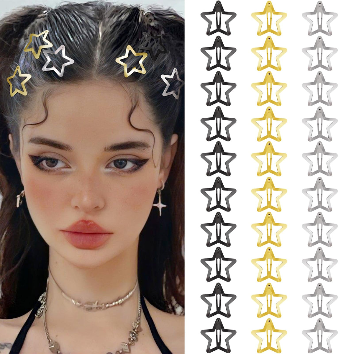 SAOROPEB front pack of 30 star clips showing variety and convenience
