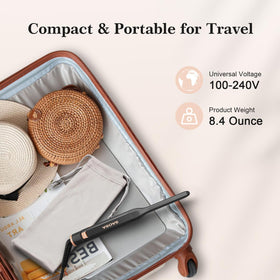 SAOSA label showing dual-voltage and safety lock for international travel convenience