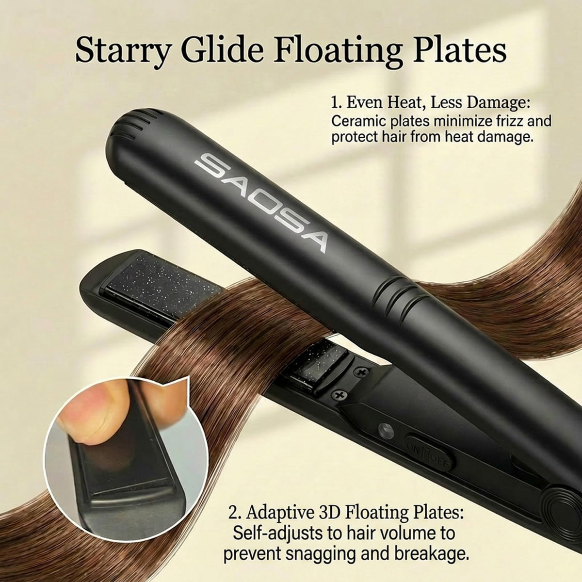 SAOSA flat iron styling bangs precisely for quick touch-ups and polished appearance