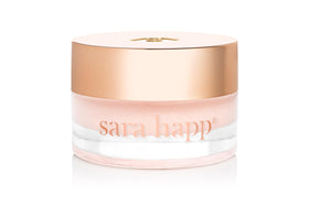 Sara Happ front tube view showing sleek packaging and travel-ready size