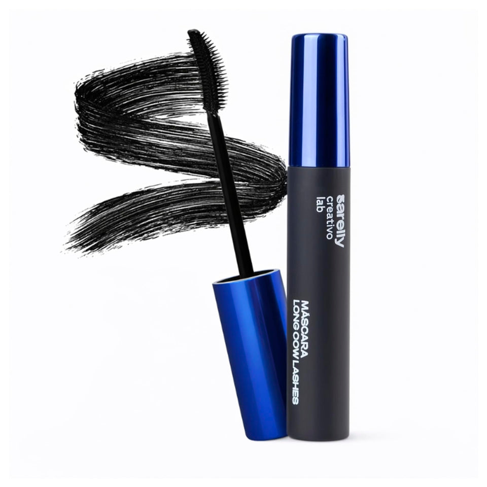 SARELLY front packaging displaying mascara tube and logo for confident application