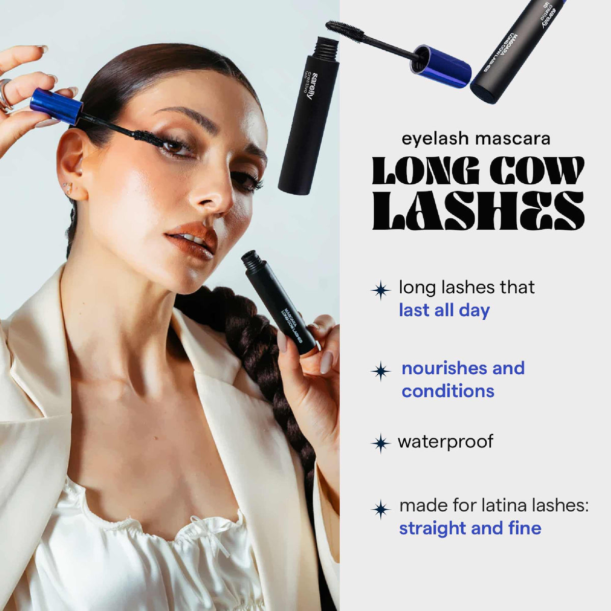 SARELLY wand bristle close-up showing precise brush that lengthens lashes