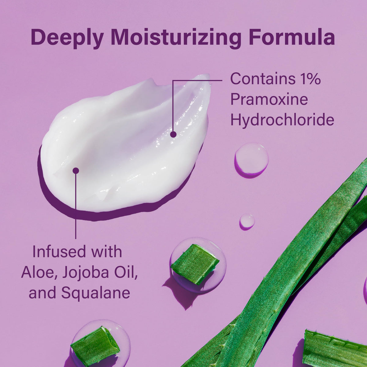 Sarna with aloe squalane and jojoba ingredients, calming hydration benefits