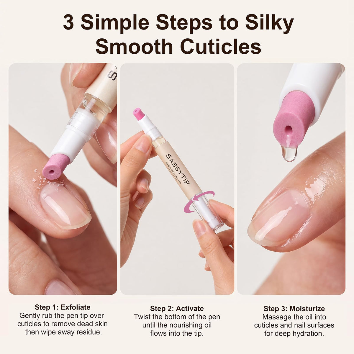 SASSYTIP pen inside a purse illustrating pocket-sized convenience for on-the-go care