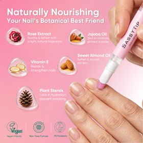 SASSYTIP pen beside rose oil bottle lifestyle shot for nourishing hydration