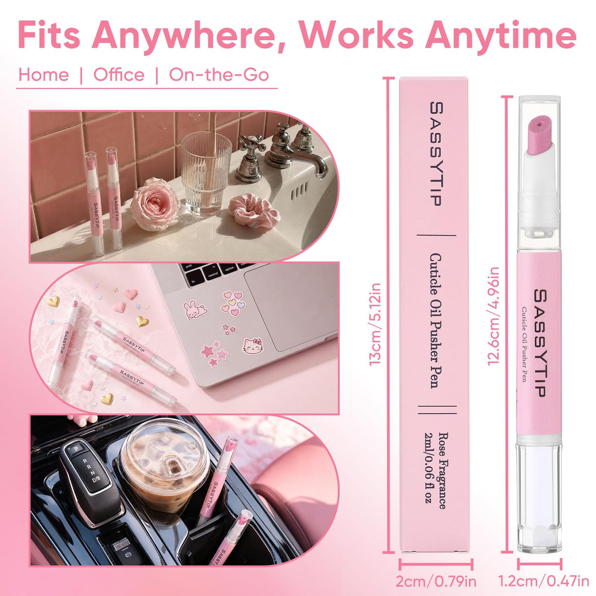 SASSYTIP pen tucked in a purse drawer illustrating travel-friendly convenience