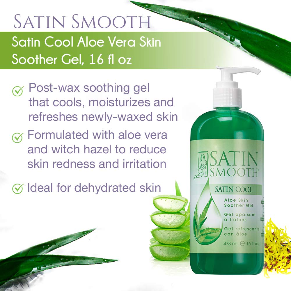 SATIN SMOOTH applied to a leg after waxing demonstrating immediate cooling relief
