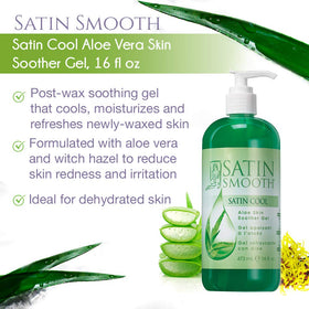 SATIN SMOOTH applied to a leg after waxing demonstrating immediate cooling relief