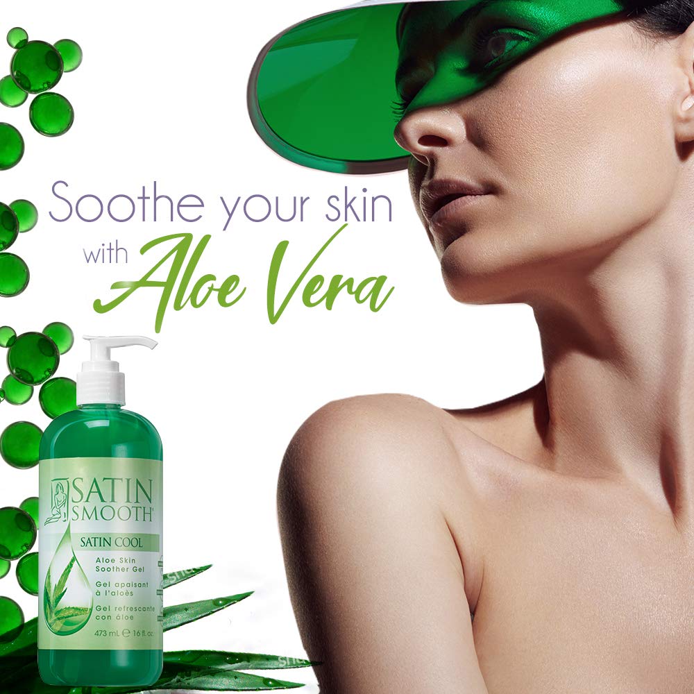 SATIN SMOOTH close-up of clear aloe gel texture highlighting fast-absorbing feel