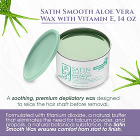 Satin Smooth aloe wax being applied to leg demonstrating smooth, effective hair removal