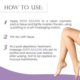 SATIN SMOOTH bottle on a salon counter with towels, suggesting professional post-wax soothing care