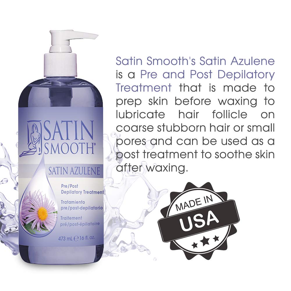SATIN SMOOTH 16 oz bottle next to a measuring cup showing generous professional-sized volume