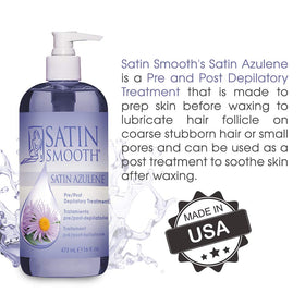 SATIN SMOOTH 16 oz bottle next to a measuring cup showing generous professional-sized volume