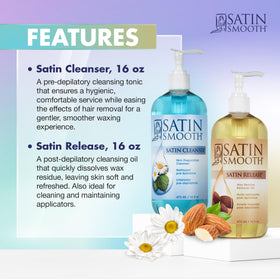 SATIN SMOOTH used in salon to prep and soothe skin after waxing