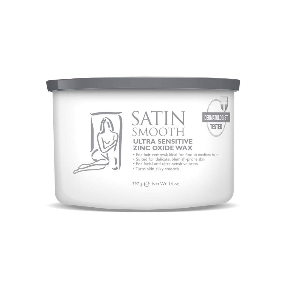 SATIN SMOOTH jar front label showing product and gentle formula benefit
