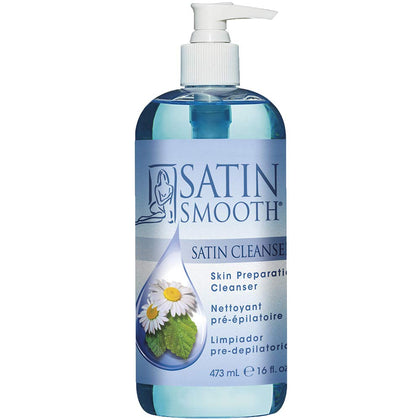 SATIN SMOOTH front label showing product and size, clear branding benefit