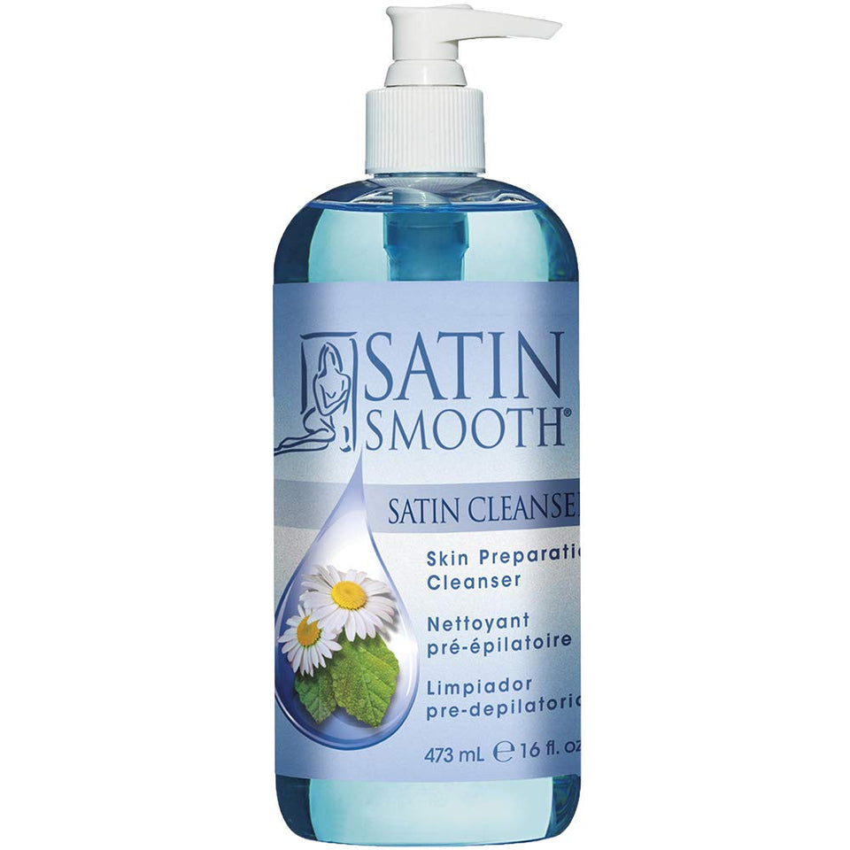 SATIN SMOOTH front label showing product and size, clear branding benefit