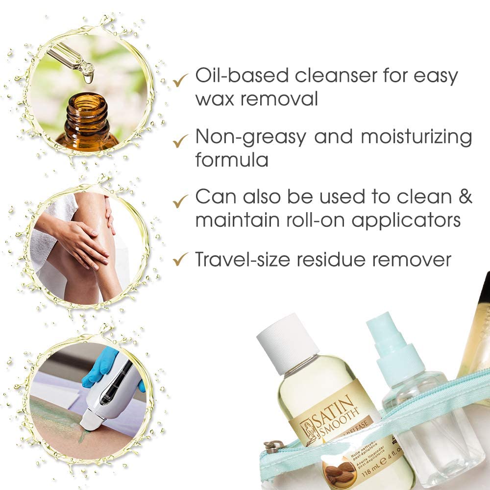SATIN SMOOTH applied to skin removing wax residue and leaving soft finish