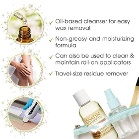 SATIN SMOOTH applied to skin removing wax residue and leaving soft finish