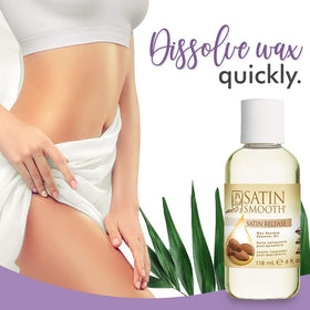 SATIN SMOOTH label and ingredients panel highlighting sunflower and almond oils