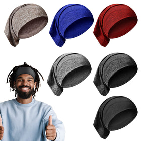 SATINIOR front view of six dreadlock caps showing colors and packaging benefit protection