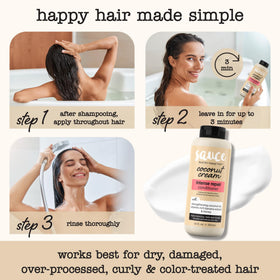 SAUCE BEAUTY softened curly hair after use showing reduced frizz and enhanced definition