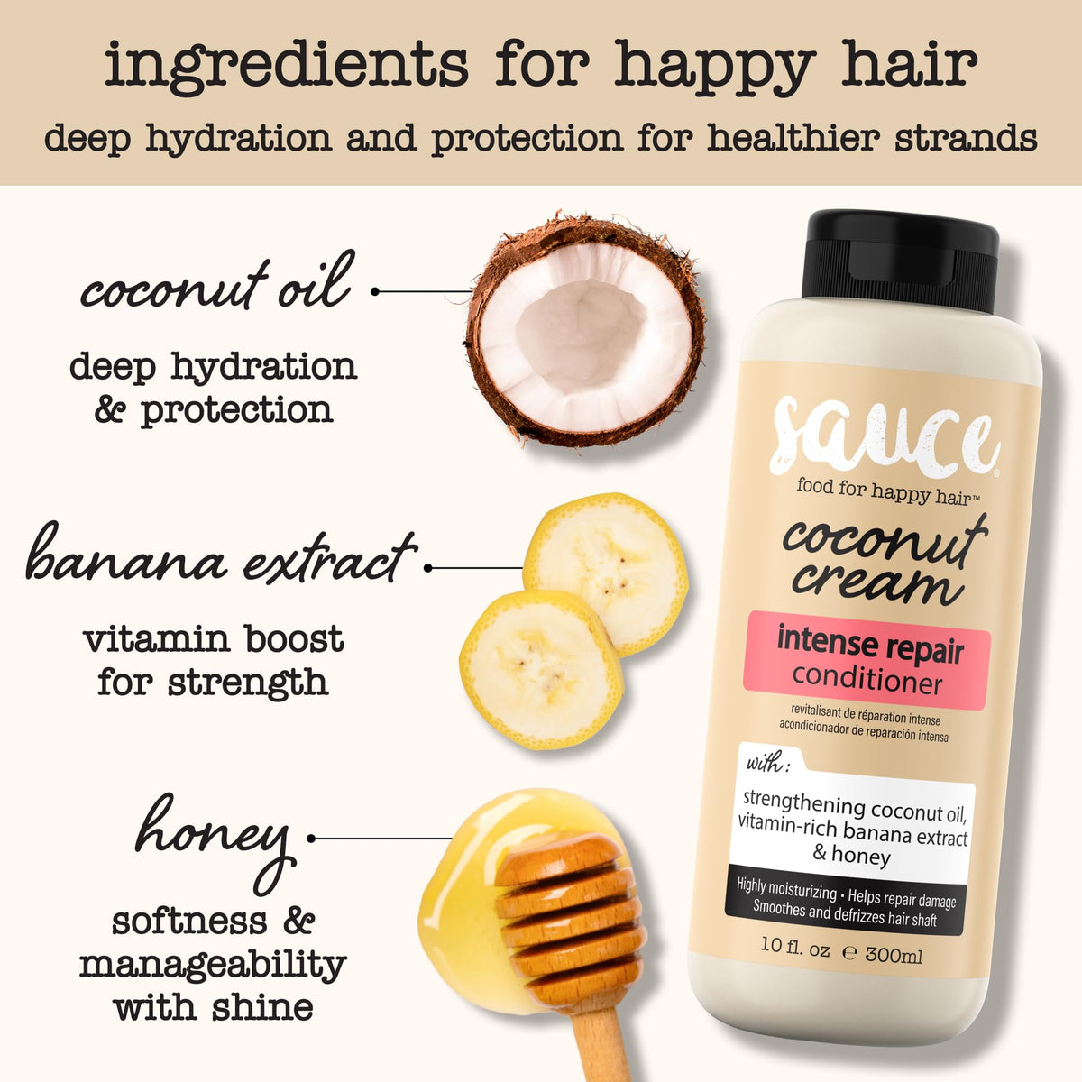 SAUCE BEAUTY coconut oil and banana extract bowl conveying nourishing natural ingredients