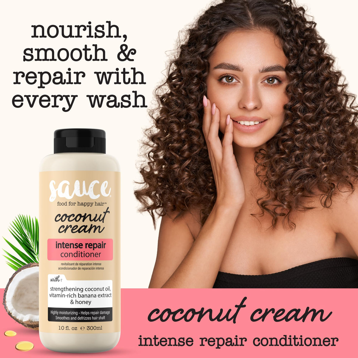 SAUCE BEAUTY creamy conditioner texture on hand illustrating rich slip and easy distribution
