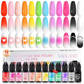 SAVILAND front packaging showing full 12-color airbrush gel set and benefits