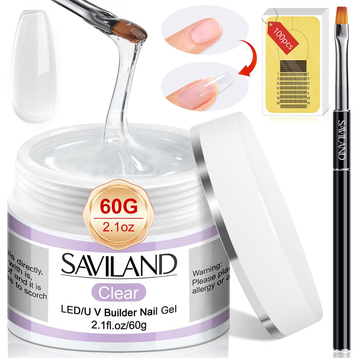 SAVILAND clear builder gel jar front showing product and label for durable extensions