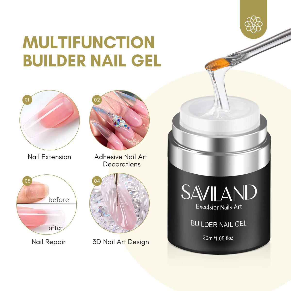 SAVILAND clear gel on brush demonstrating thick texture for sculpting