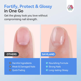 SAVILAND clear polish texture closeup highlighting smooth, high-shine result