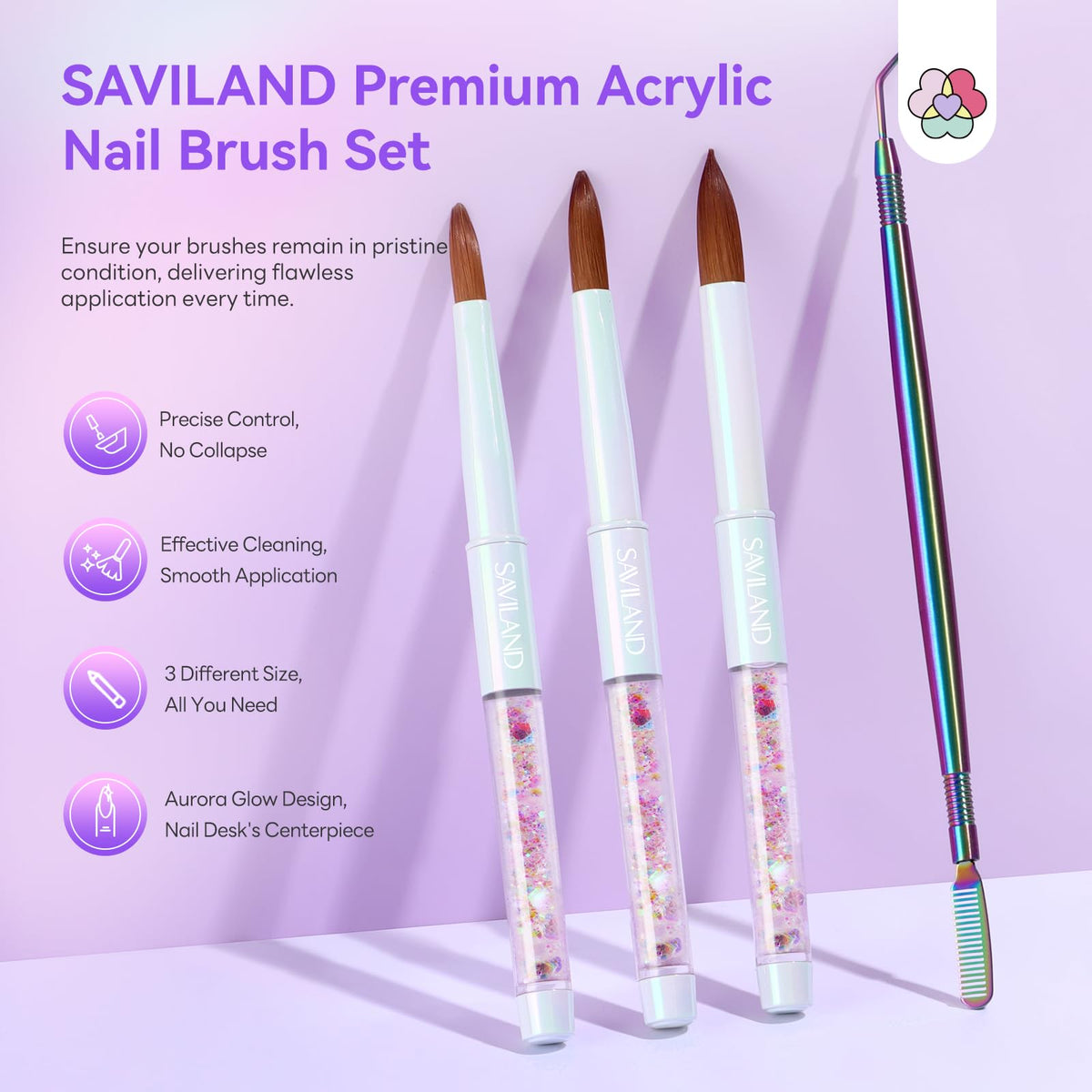 SAVILAND close-up of 5A+ Kolinsky bristle tips, precise control for detailed work