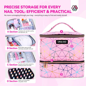 SAVILAND elastic pockets securing nail tools and brushes for quick access