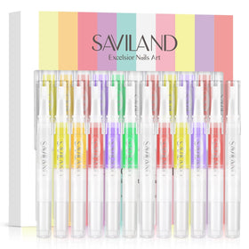 SAVILAND front packaging showing 12 colorful pens and benefits