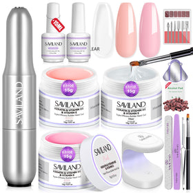 SAVILAND front packaging showing full builder gel kit, easy home nail solutions