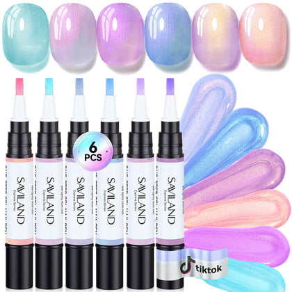 SAVILAND front packaging showing six aurora gel pens and travel convenience