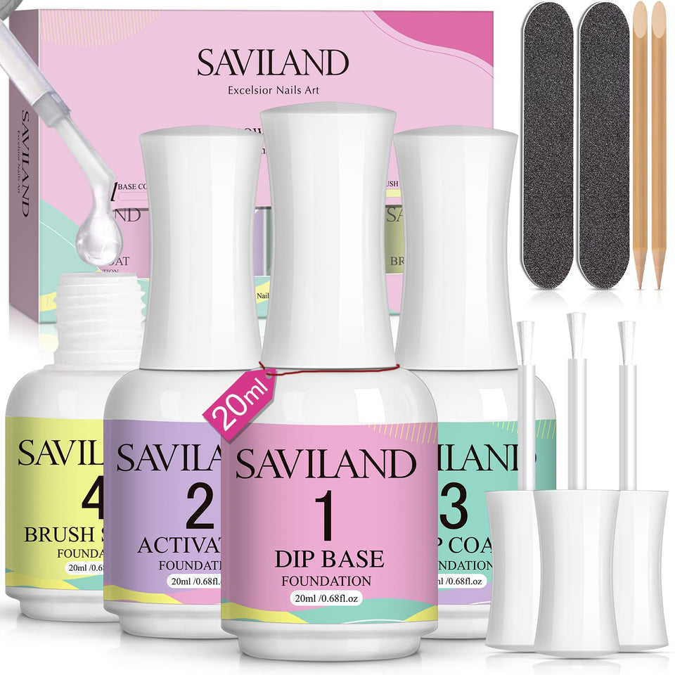 SAVILAND front packaging showing full dip liquid kit and bottles benefit quick setup