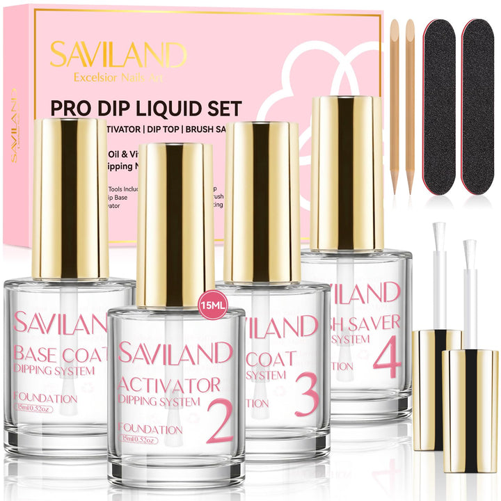 SAVILAND front packaging showing complete dip liquid kit and tools for quick setup