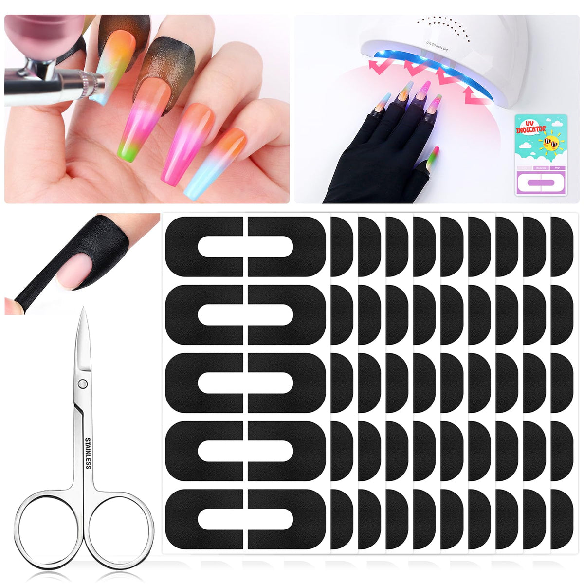 SAVILAND front packaging showing 100PCS protectors and scissors, for neat nail art