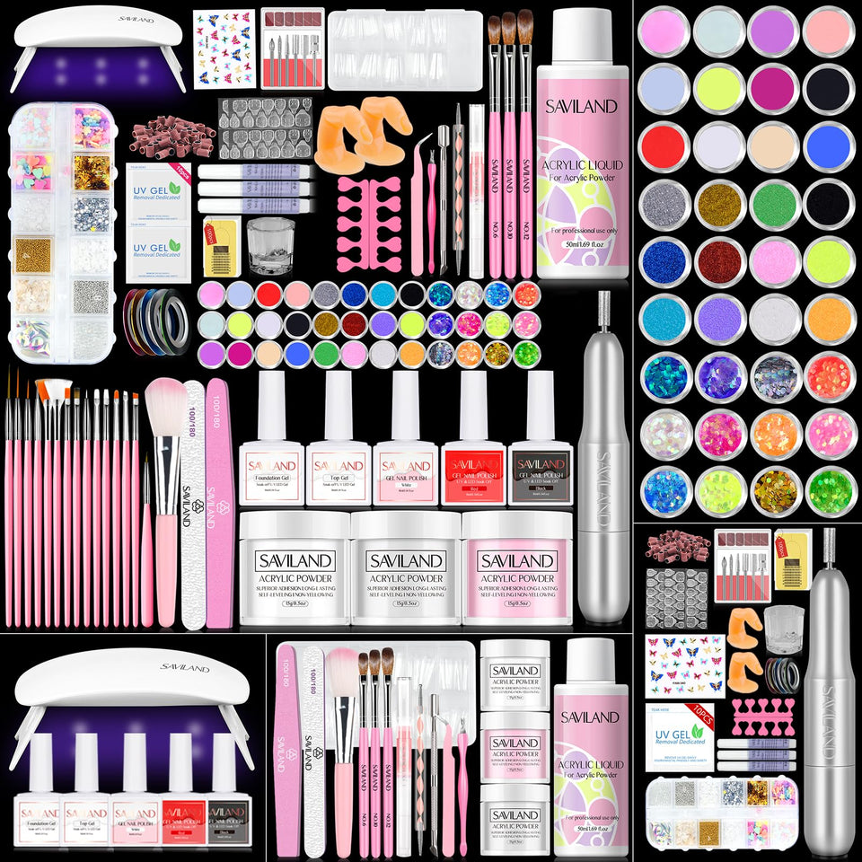 SAVILAND front packaging showing complete acrylic kit and benefits