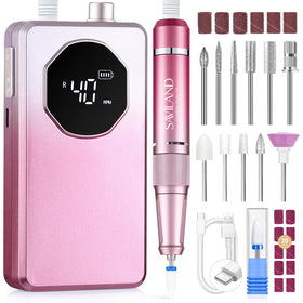 SAVILAND front view of drill showing gradient pink finish and portability benefit