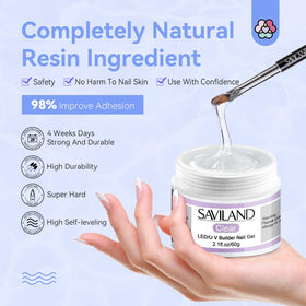 SAVILAND gel application on nail form in use for easy at-home nail extensions