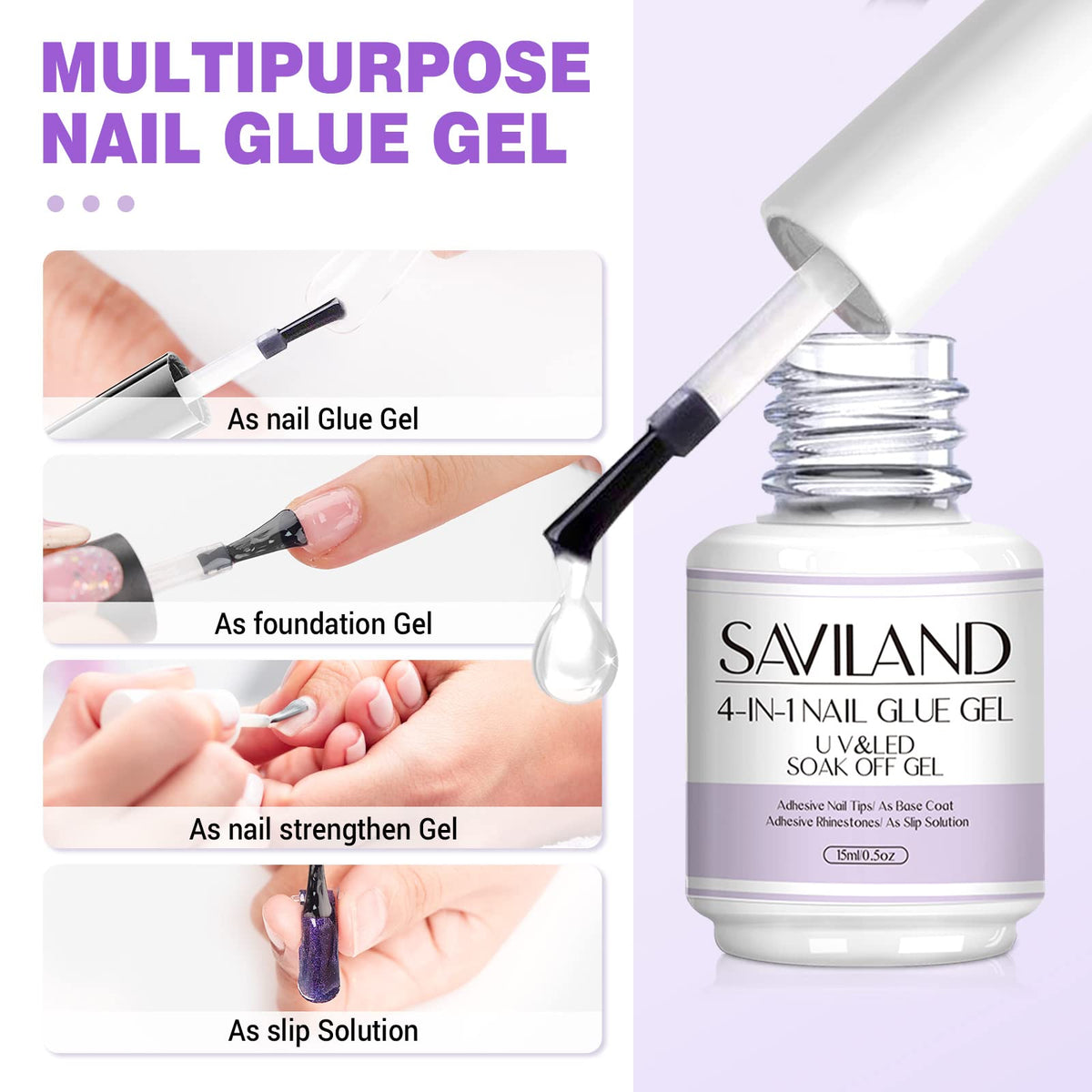SAVILAND gel bottle close-up highlighting no-odor formula benefit